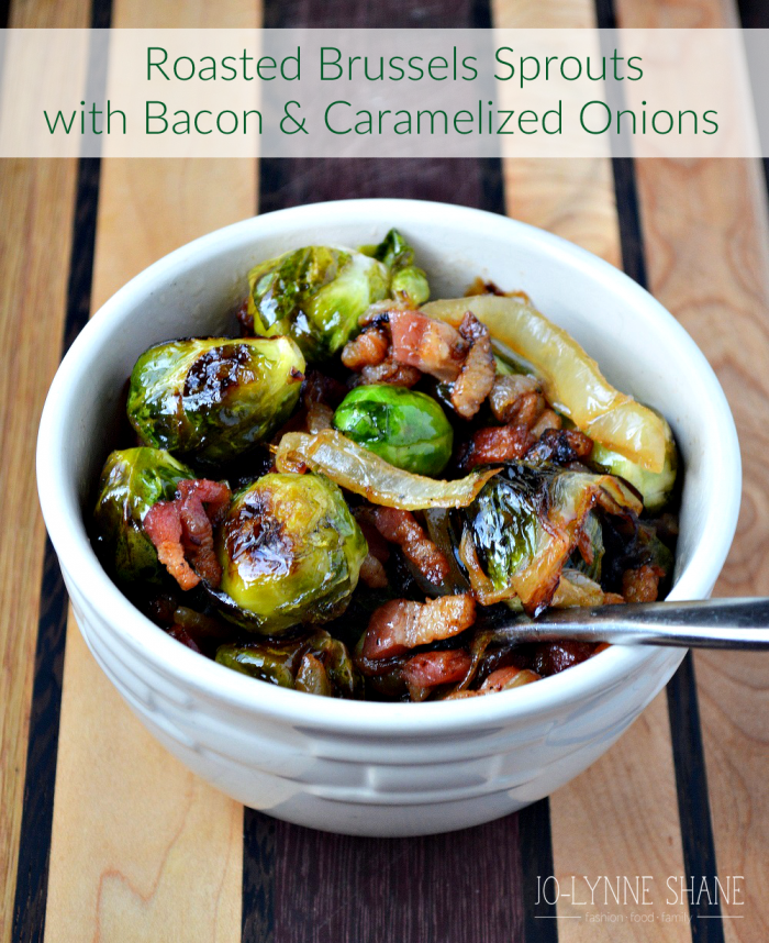 Roasted Brussels Sprouts Recipe with Bacon and Caramelized Onions