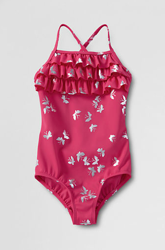 Lands' End Girls' Ruffle Front Adjustable One Piece Swimsuit