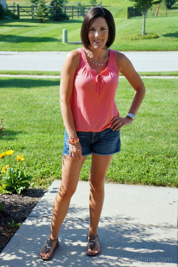 Cut Offs with Coral Top