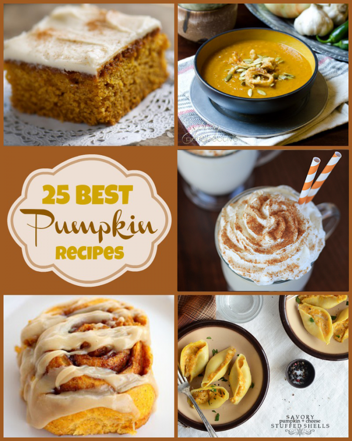 25 BEST Pumpkin Recipes from around the web! With pumpkin desserts and savory pumpkin recipes that are perfect for Thanksgiving dinner or your next fall get-together.