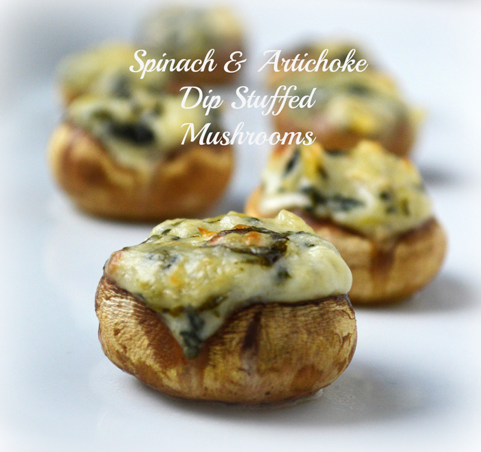 Spinach & Artichoke Dip Stuffed Mushrooms: a delicious appetizer for your next party!