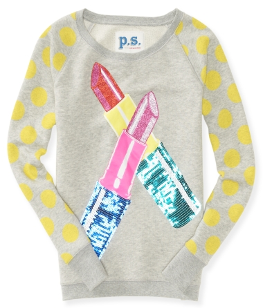 Kids' Long Sleeve Glitter Lipstick Sweatshirt