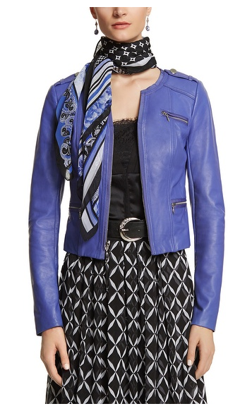 Cobalt Blue Moto Jacket with black and white