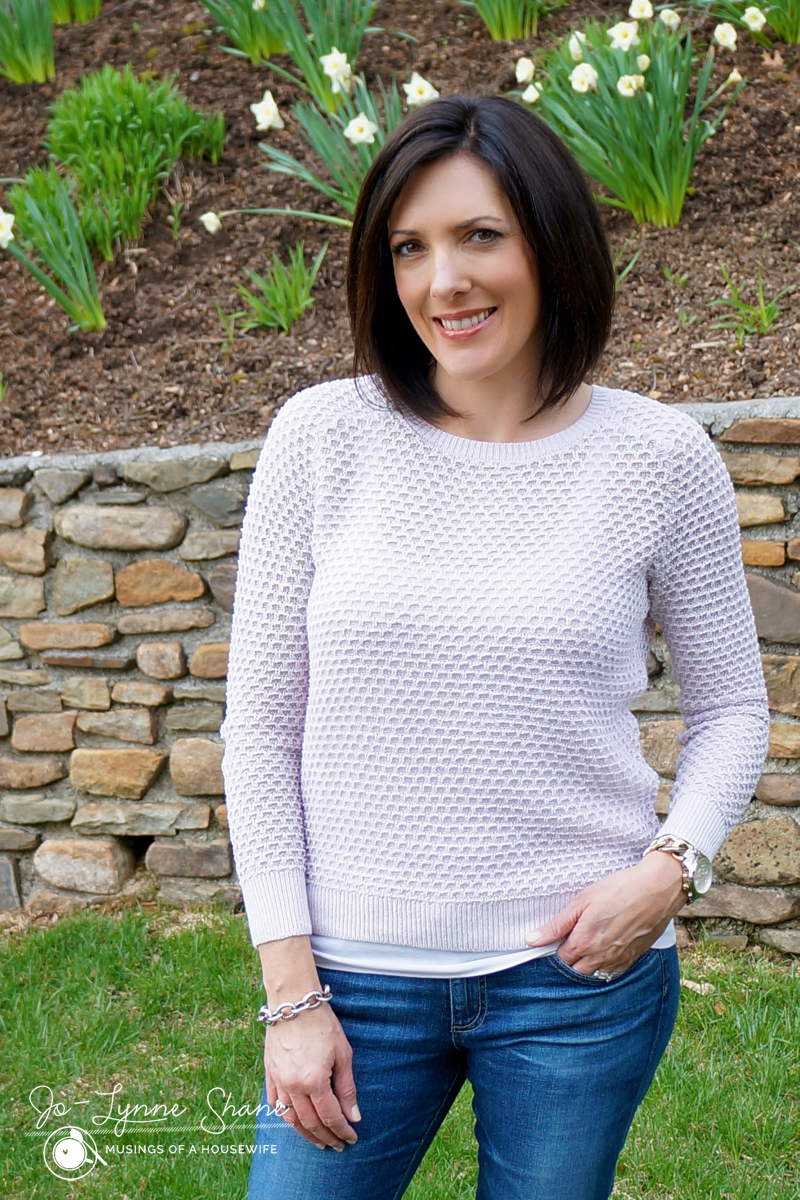 gray lilac honeycomb sweater
