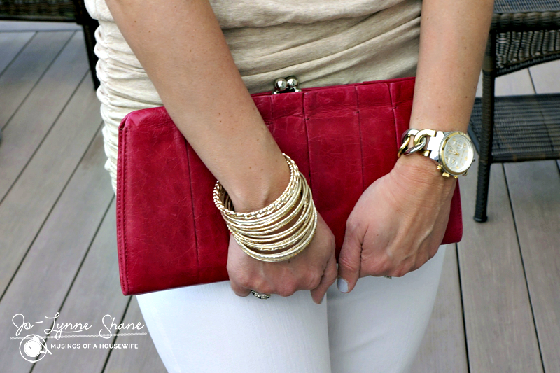 pink clutch with bangles