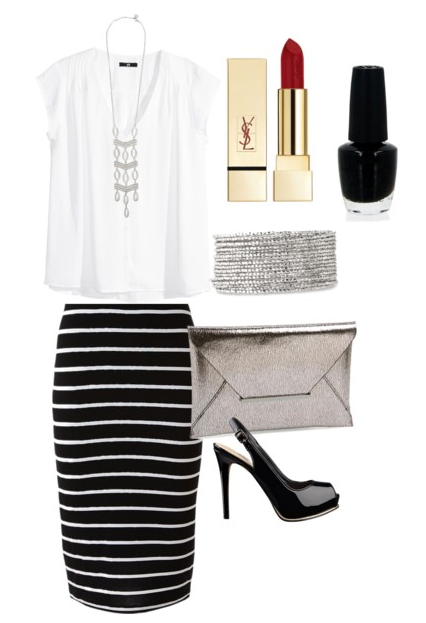 dressy black and white skirt outfit