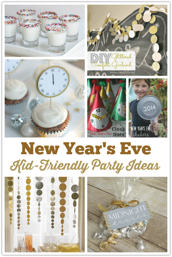 Celebrating New Year's Eve with the kids this year? Here are some fun Kid-Friendly New Year's Eve Party Ideas including crafts, decor, recipes and more!