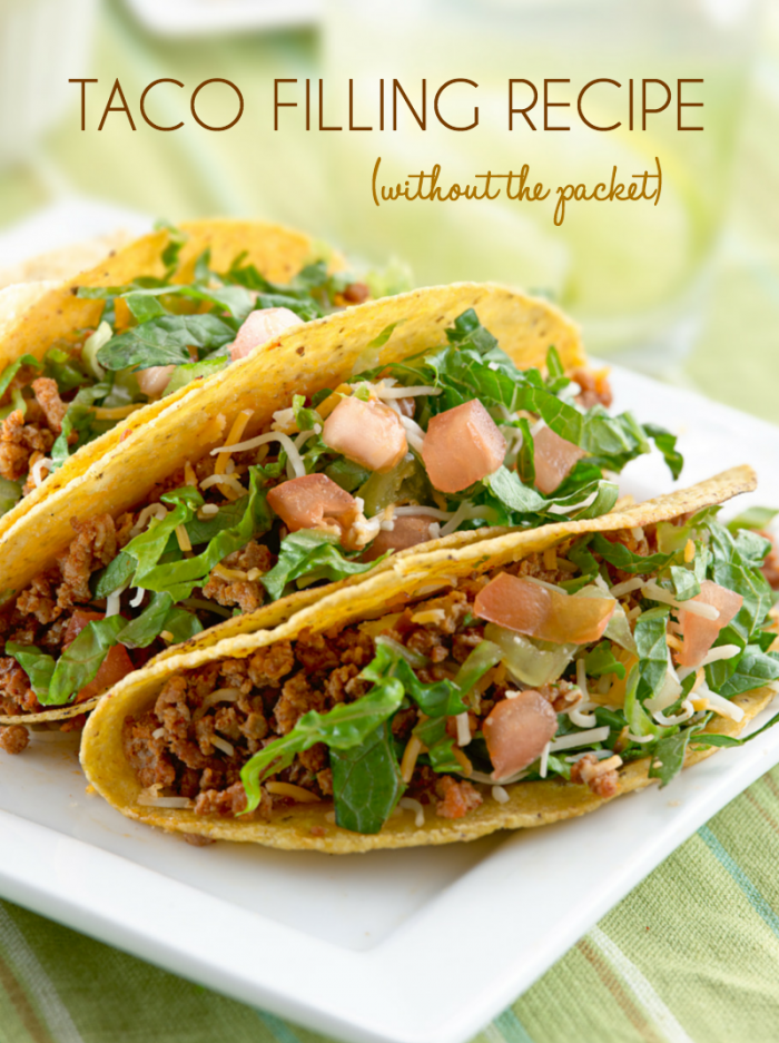 This Ground Beef Taco Recipe is made from all real food ingredients - no packets! It's easy to throw together on a busy weeknight. Kids gobble it up!