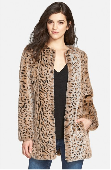 Steve Madden Faux Fur Leopard Print Coat