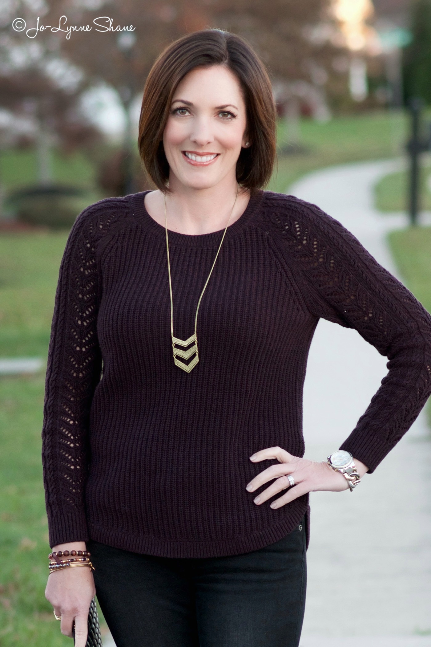 Fashion Over 40: Cable Sleeve Sweater + Black Jeans