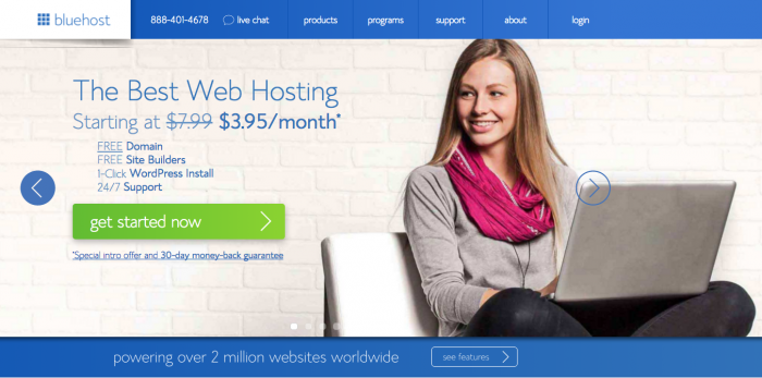 How To Start A Fashion Blog on WordPress: Bluehost Home Landing Page