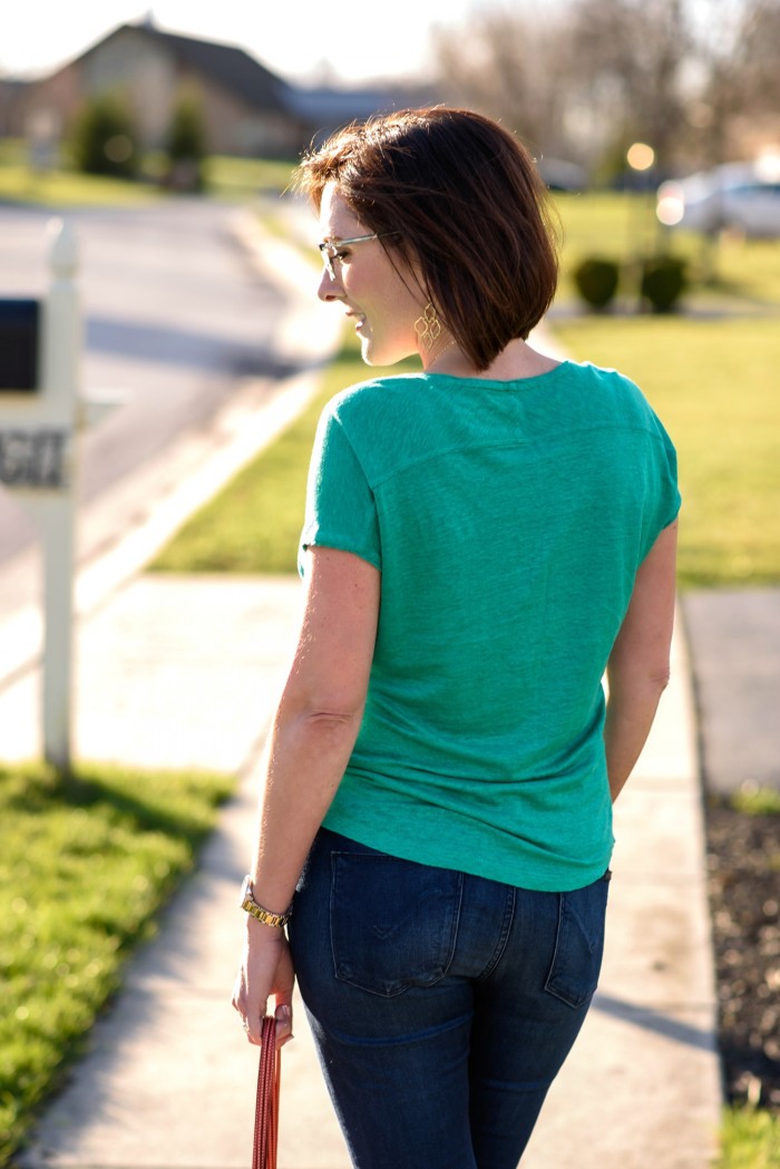 Spring Outfit Inspo: Kelly Green with Dark Denim