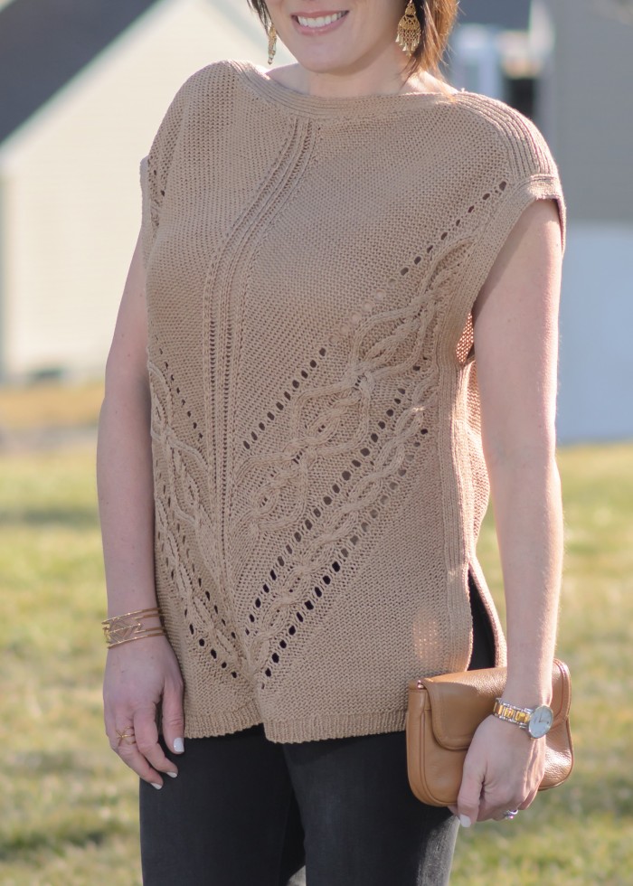 Caramel Cable Knit Poncho