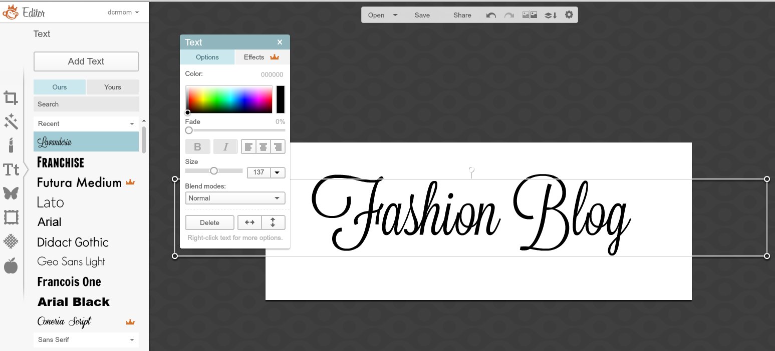How to Start a Fashion Blog: Make a masthead with PicMonkey