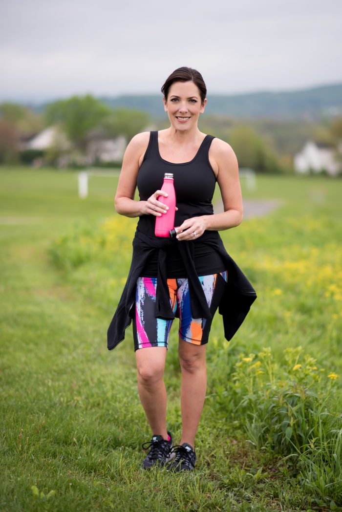 Jo-Lynne Shane gives tips for staying in shape. Wearing Zella Double Scoop Tank and Circuit Bike Shorts from @Nordstrom