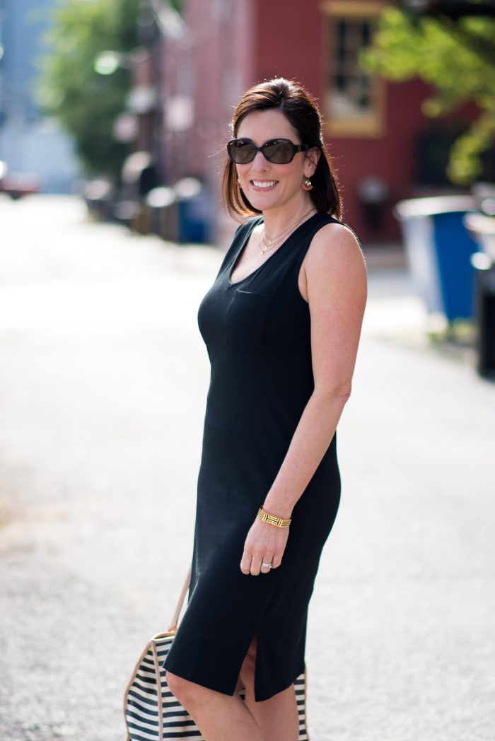 Casual LBD with Striped Tote
