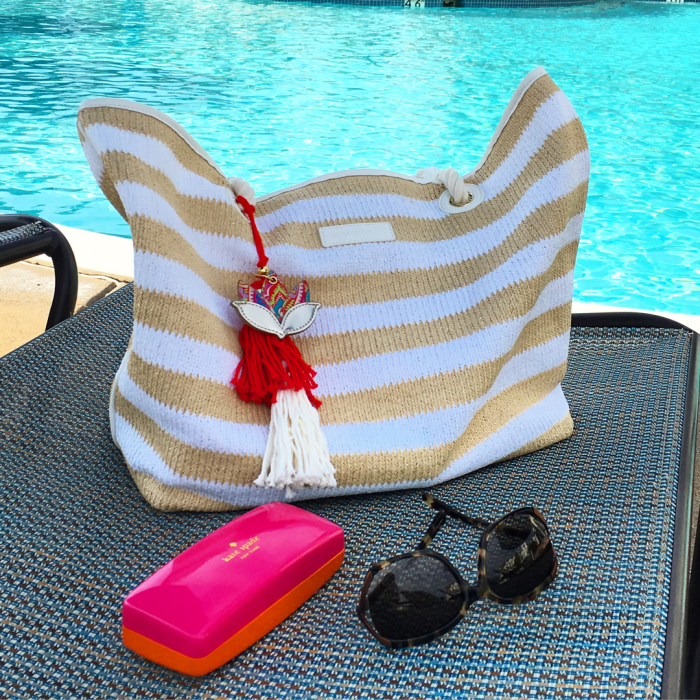 Beach/Pool Day Survival Necessities: a cute striped tote and your favorite pair of shades