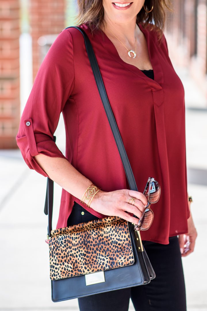 Pop a fall outfit with a leopard crossbody!