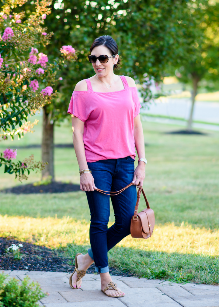 Casual End-of-Summer Outfit: Pink + Denim