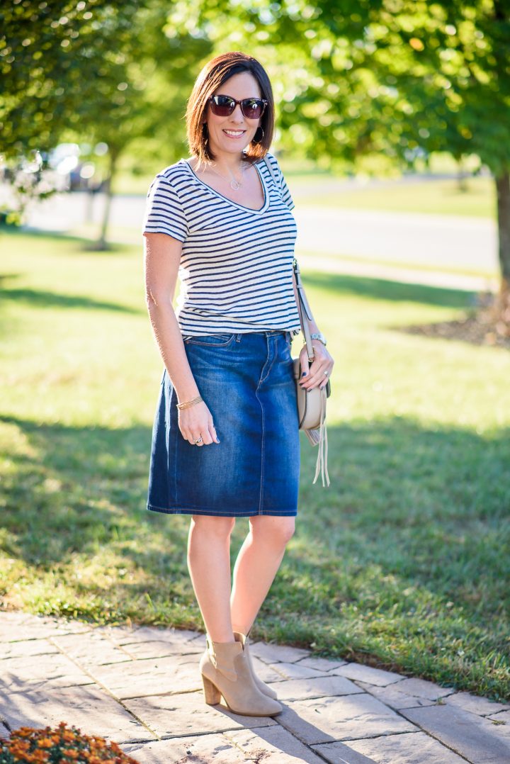 Jean Skirt Outfit For Fall 