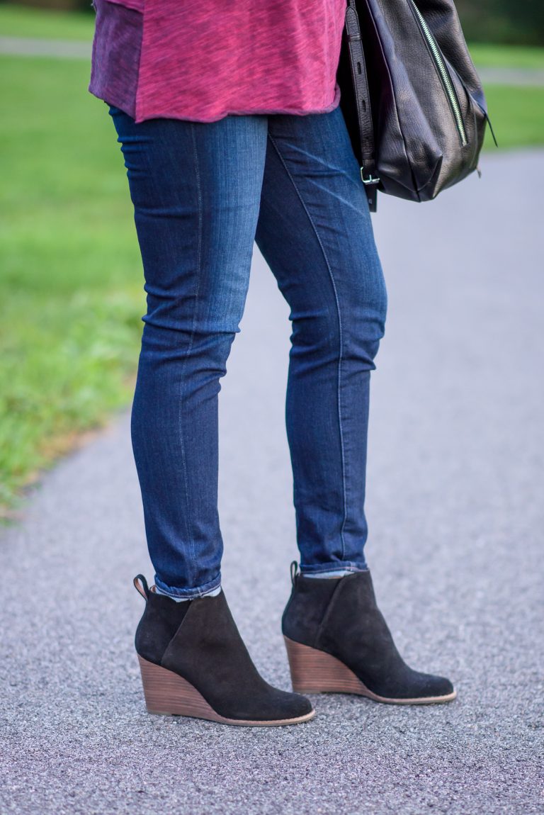 The Softest Cowl Neck Pullover + Suede Wedge Booties