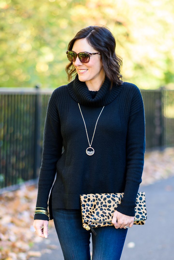 Beet Suede Booties & the Perfect Chunky Black Turtleneck | Jo-Lynne Shane