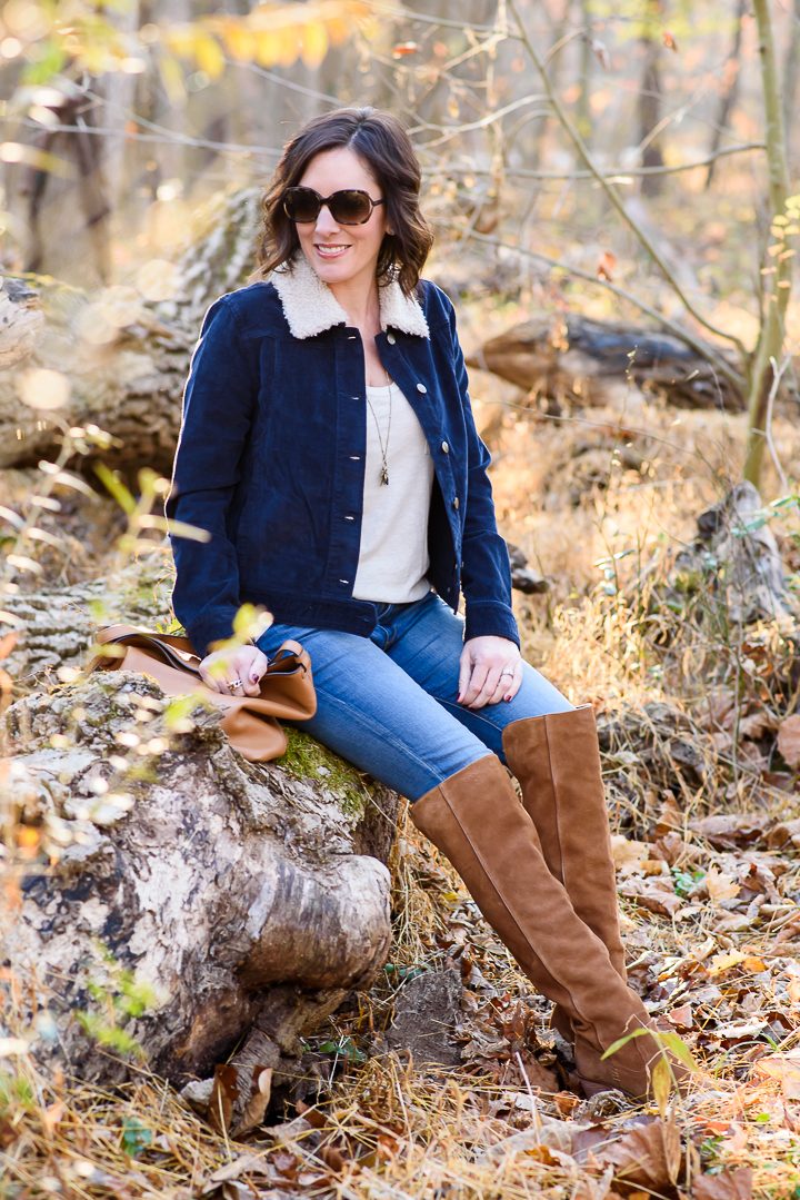 Jo-Lynne Shane, Fashion over 40 Blogger styling OTK Boots for Fall