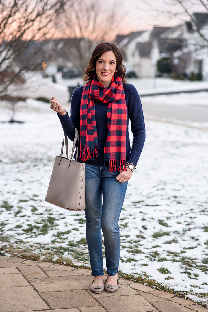 jeans and scarf