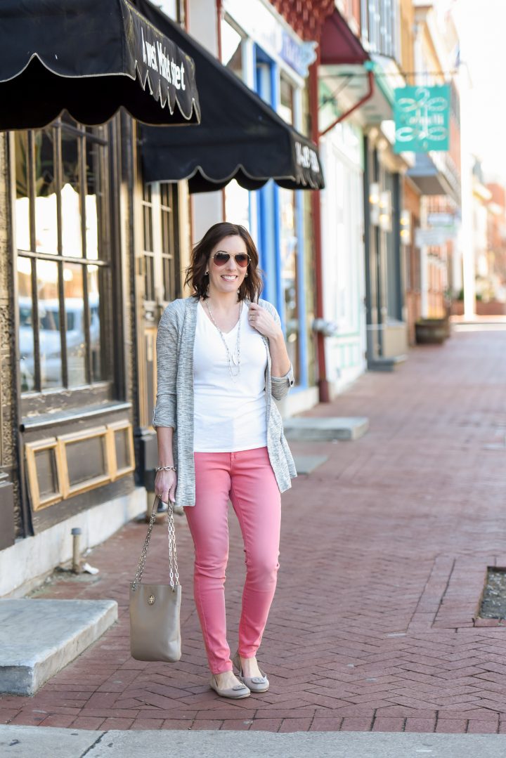 pink jeggings outfit