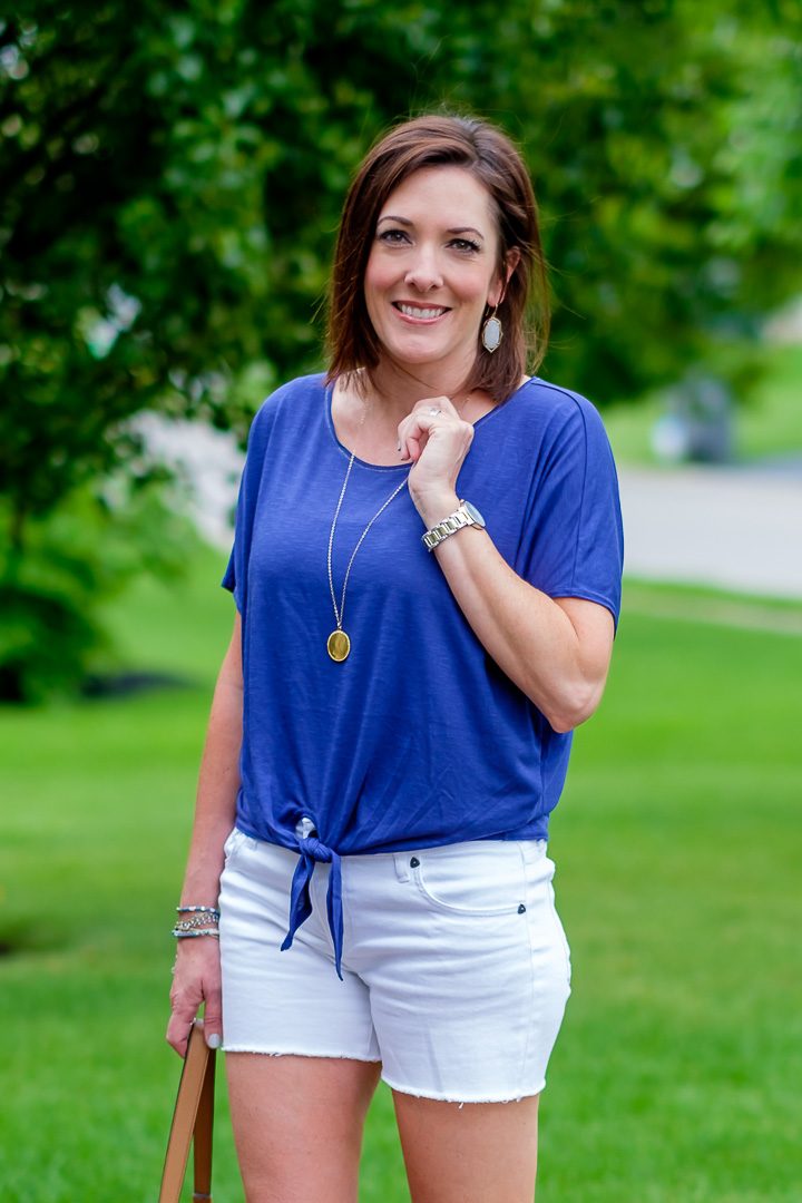 Tie Front Tee & Shorts Outfit | Jo-Lynne Shane