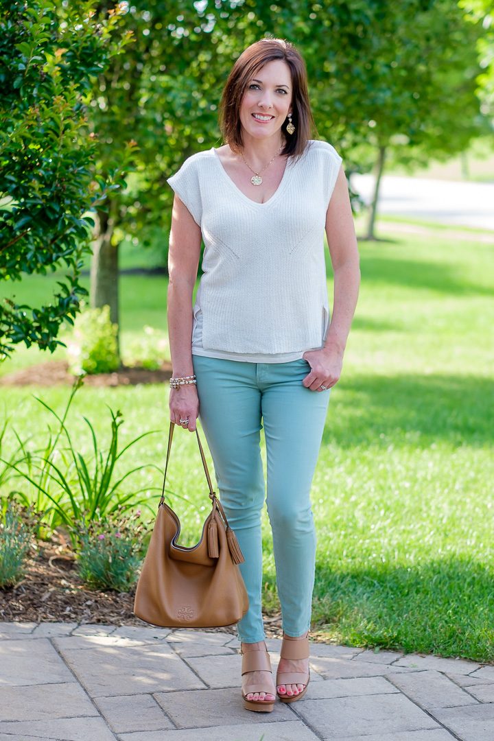 Ivory & Mint Jeans Outfit #FashionFriday | Jo-Lynne Shane