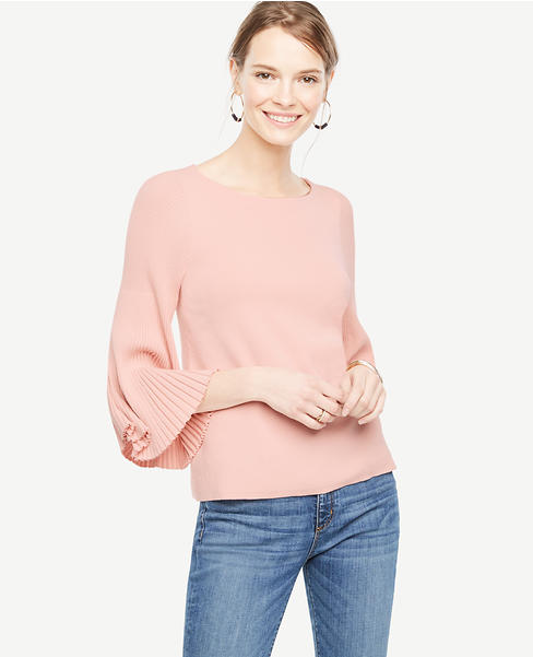 Ann Taylor Pleated Sleeve Sweater