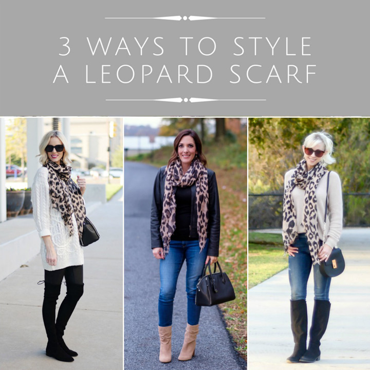 Straight A Style, Jo-Lynne Shane, and On The Daily Express show 3 ways to style a leopard scarf. #fallfashion #leopardscarf