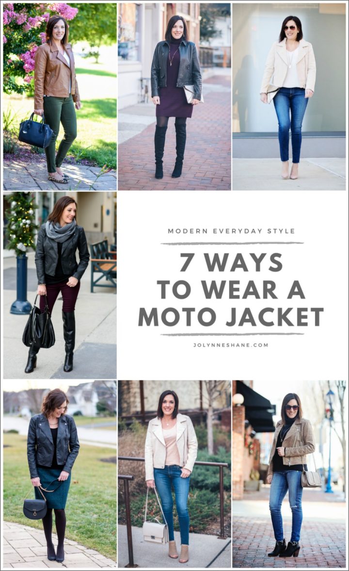 I love a good moto jacket. It's a wardrobe piece that is super versatile and can be worn at least 3 seasons of the year, so I thought I'd share 7 ways to wear a moto jacket throughout the year.