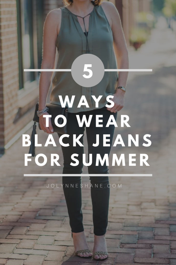 Check out my 5 Ways to Wear Black Jeans for Summer. I hope this post inspires you to dust off your black jeans, shop your closet, and come up with some fun new summer outfits!