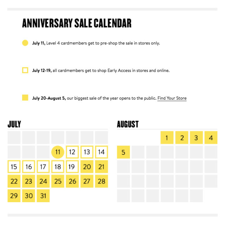 Nordstrom Anniversary Sale Calendar