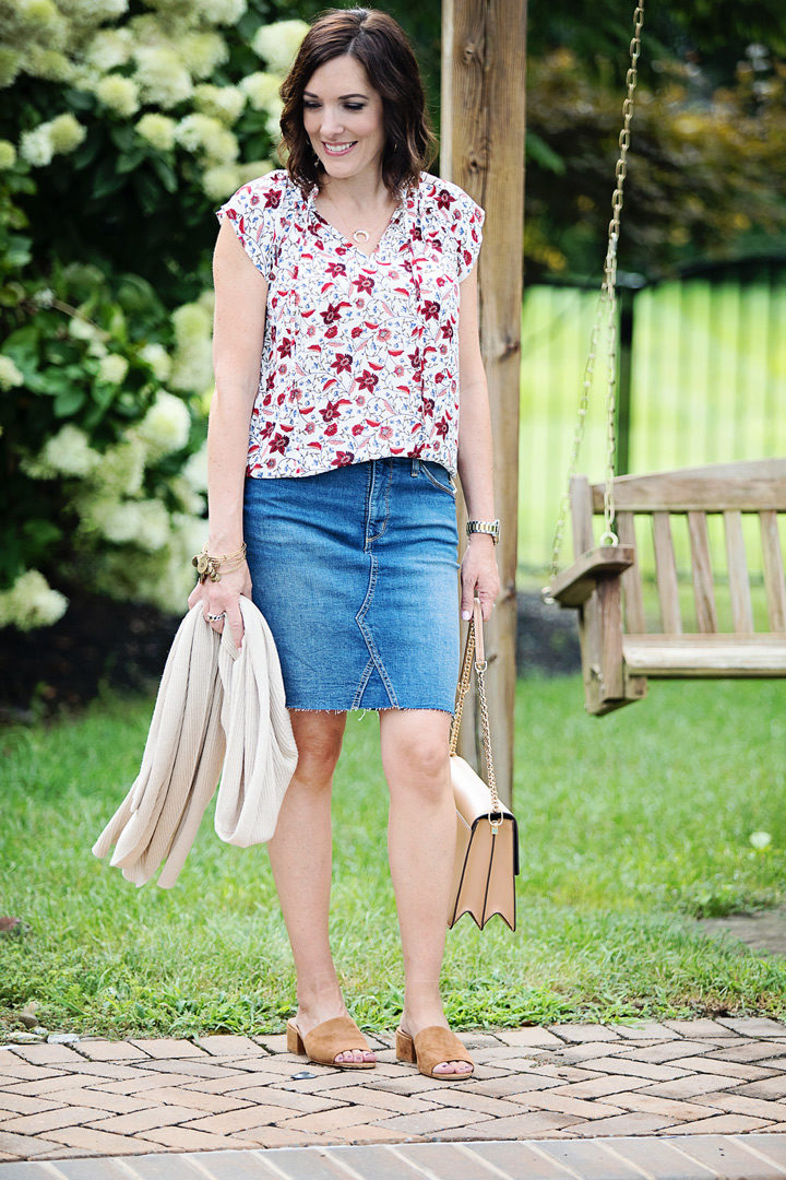 3 Ways To Style A Denim Skirt for Transition Season