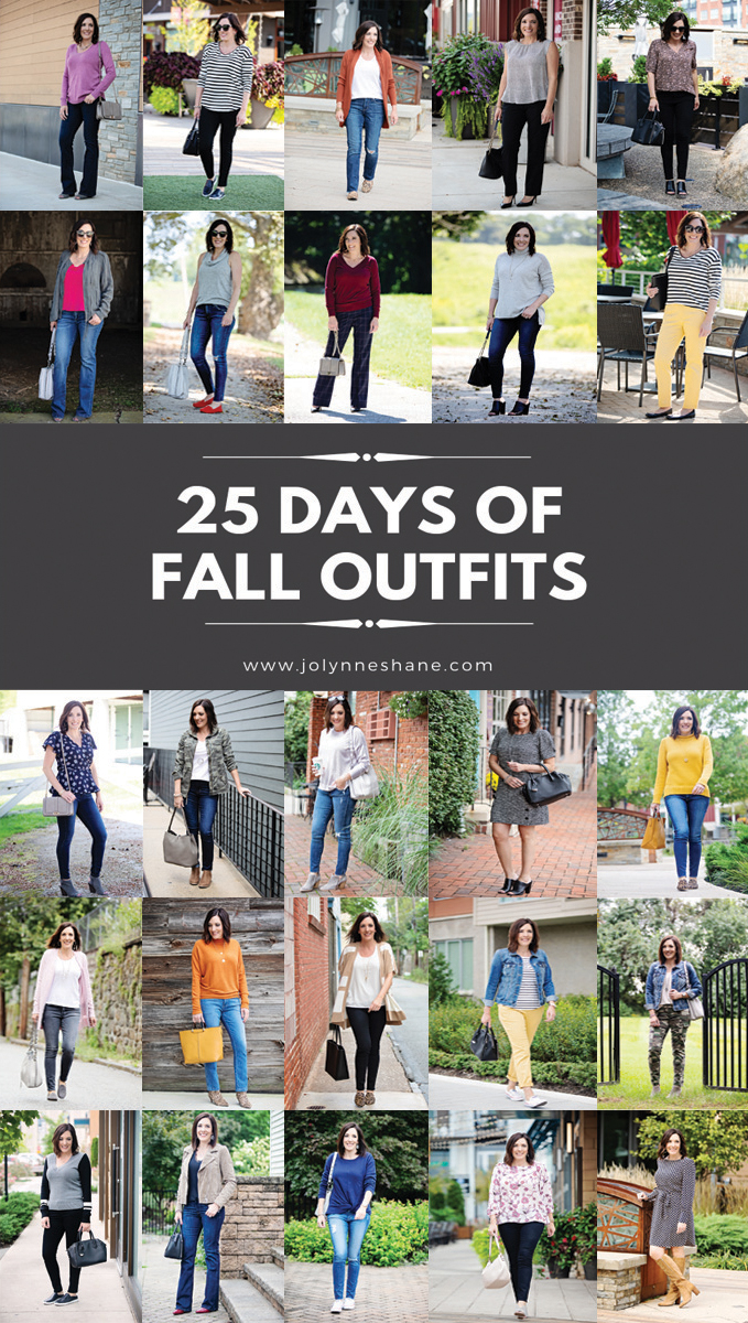 Jo-Lynne Shane styles 25 fall outfits for women over 40 including casual looks, date night ideas, and work wear for your style inspiration!