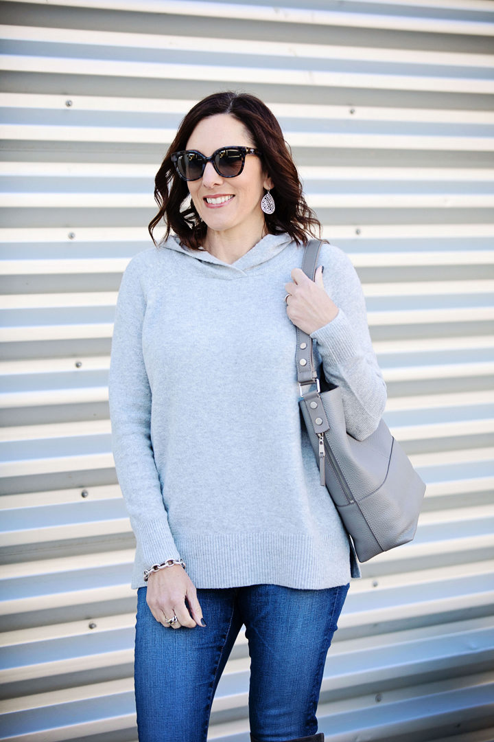 Loft Hooded Sweater with AG Legging Ankle Jeans