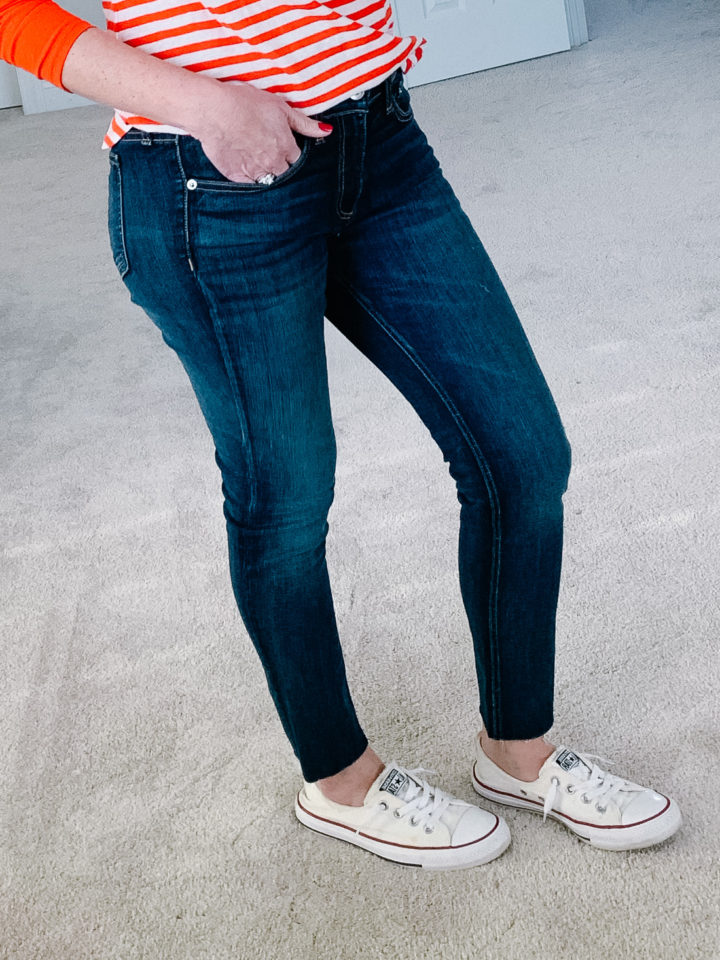 Rag & Bone Raw Hem Ankle Skinny Jeans with Converse Shorelines