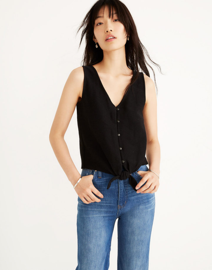 Madewell Texture & Thread Button-Front Tie Tank Top