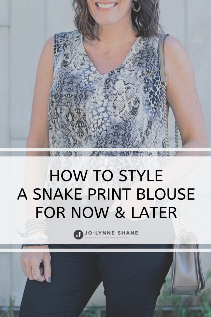 Fall Trends to Try: How to style a snake print blouse for now and later. #fallfashion #snakeprint #pythonprint #falloutfit
