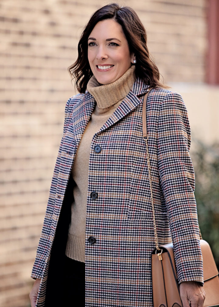 Jo-Lynne Shane styles a fall look featuring the Ralph Lauren Wool Blend Reefer Coat in Sienna Plaid