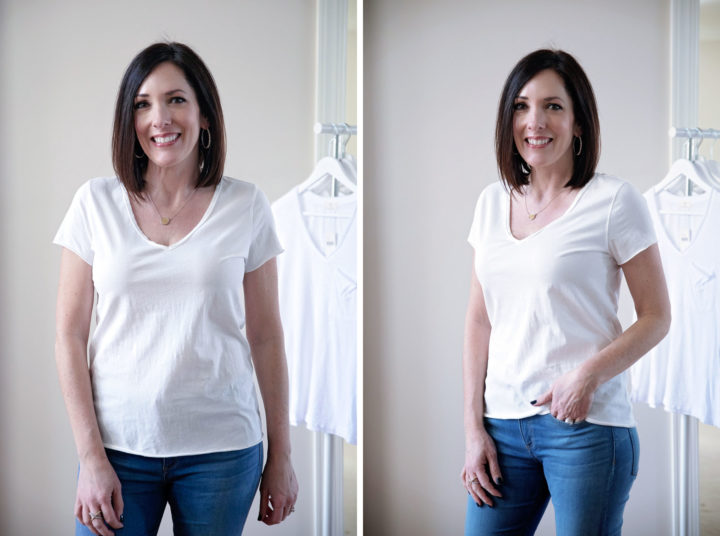 white t-shirt review: AllSaints Emelyn V-Neck T-Shirt