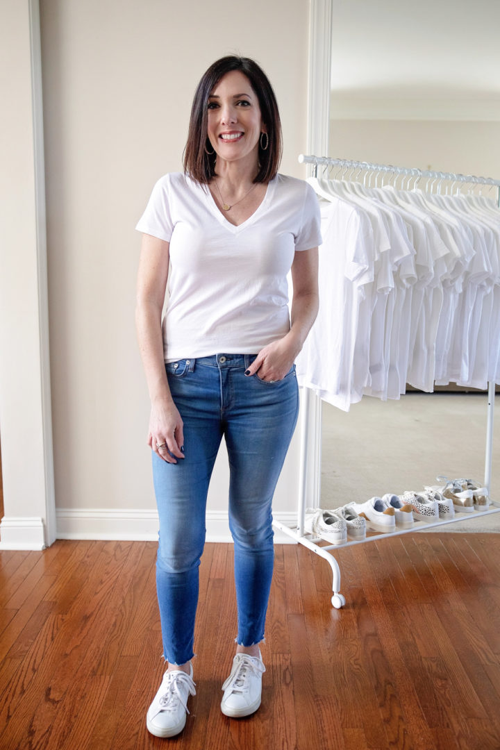 White T-Shirt Review: Vince Essential V Neck Tee