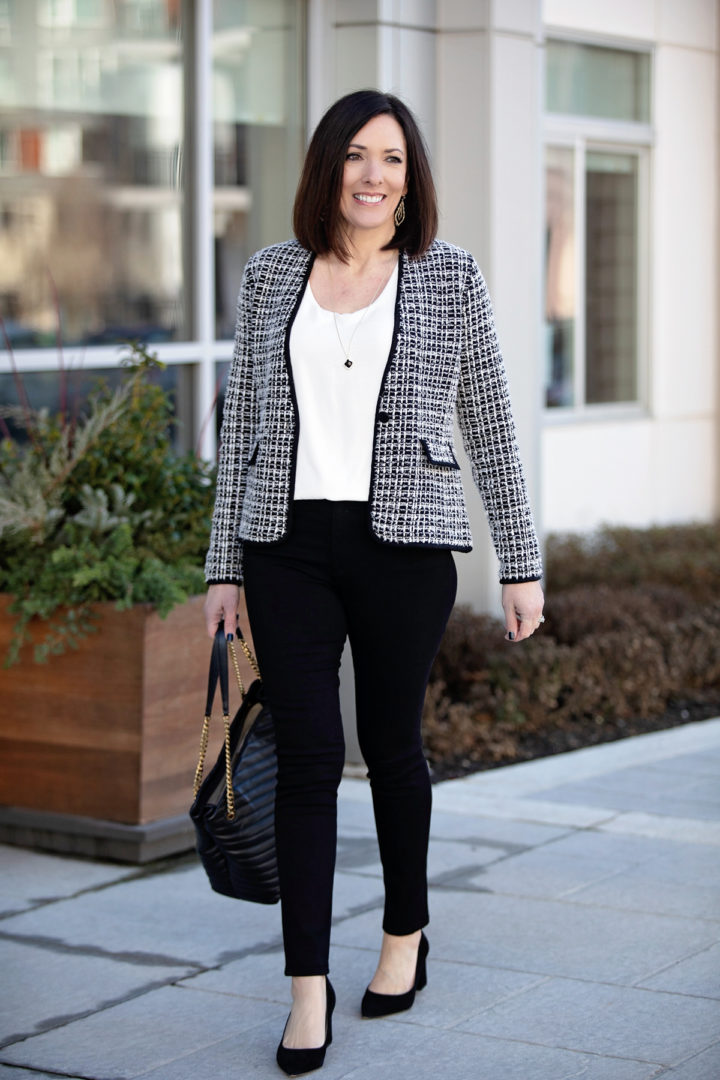 Classy Tweed Jacket Outfit for Date Night or Work