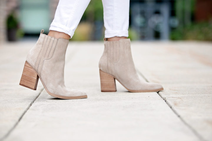 Marc Fisher Oshay Pointed Toe Bootie in Cloud Suede