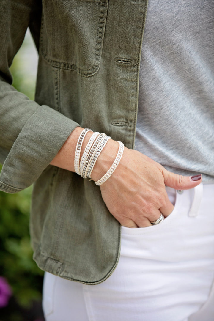 Victoria Emerson silver dorado on ivory wrap bracelet