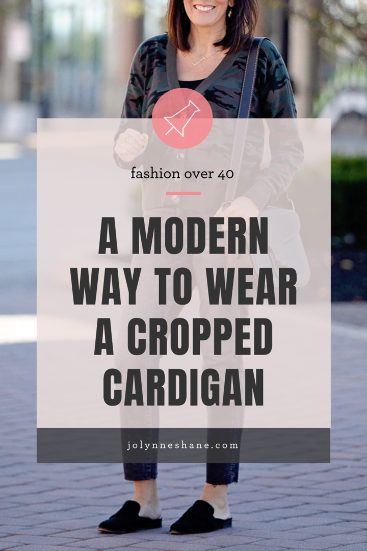 a modern way to wear a cropped cardigan for fall