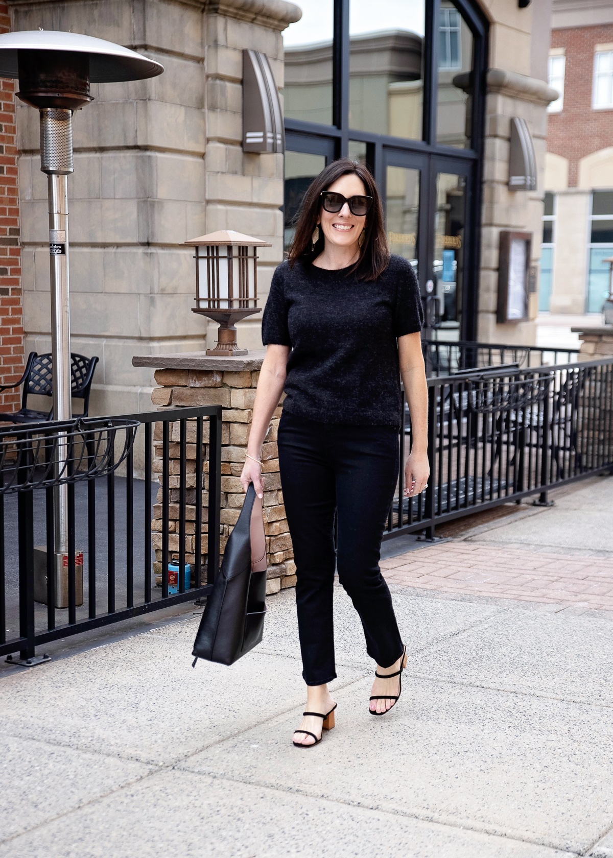Jo-Lynne Shane wearing an all black monochromatic outfit for spring